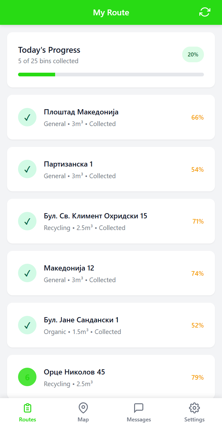 Driver App - Route List